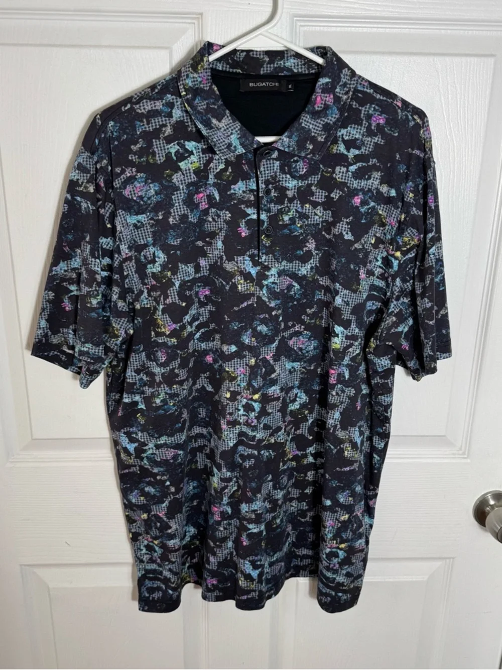Bugatchi Abstract Print Polo Shirt Size XL Dark Multicolor - Picture 7 of 8